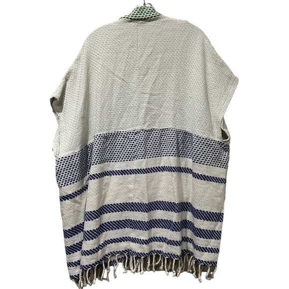 Staci Woo Small Oversized 100% Cotton Made in USA Waffle Knit Fringe Coverup R1 - Picture 2 of 4